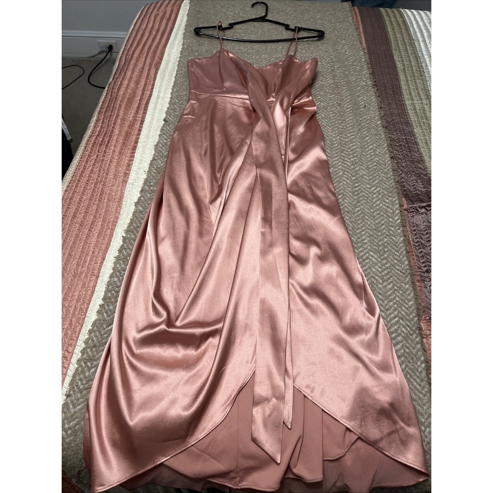 After Six Rose Gold Maxi Dress Pink Silk Style Sleeveless Size 4